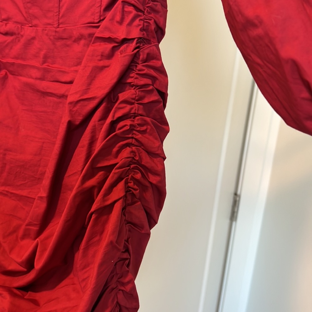 Oh Polly Red Strapless Ruched Bodycon Mini Dress - Picture 2 of 7